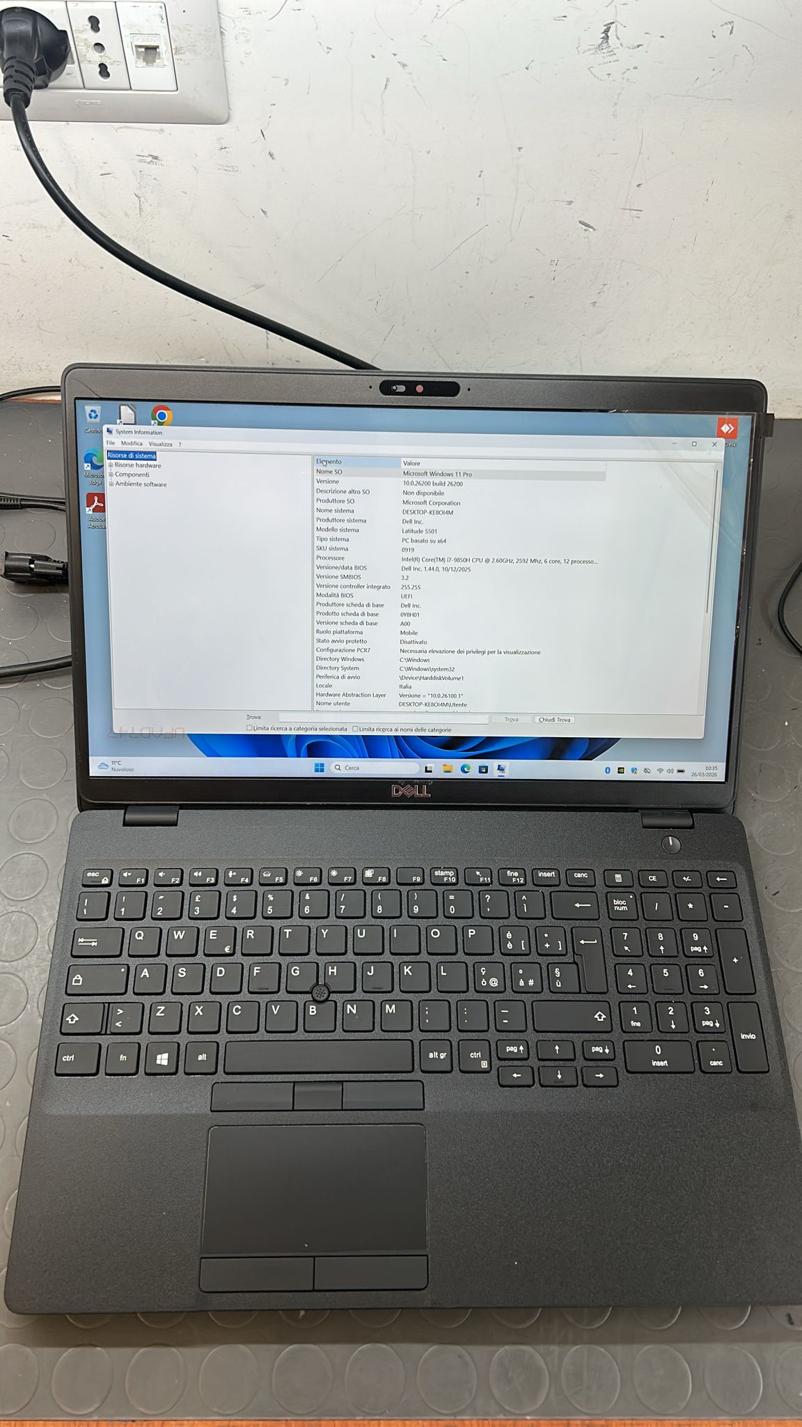 Notebook Pc Portatile Dell 5501 15.6" I7-9850h Ram 32GB SSD 515GB Win11 Pr usato
