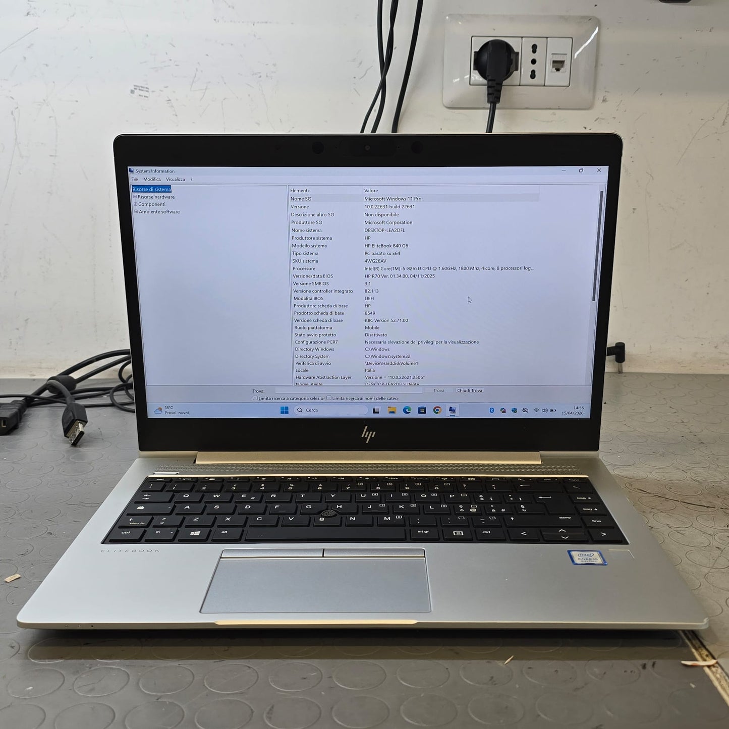PC PORTATILE NOTEBOOK RICONDIZIONATO HP 840 G6 I5-8265U RAM 16GB SSD 512GB WIN11