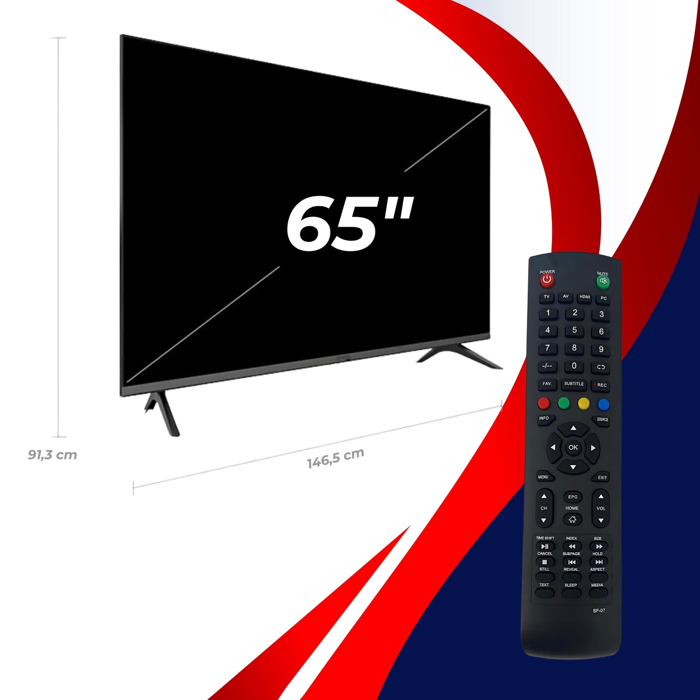 Smart TV 65" CHIGO UHD 1920x1080, Android 13, Netflix, Prime Video, YouTube, Dolby Audio, HDMI, Bluetooth, Wi-Fi, DVT-2 DVB-S2