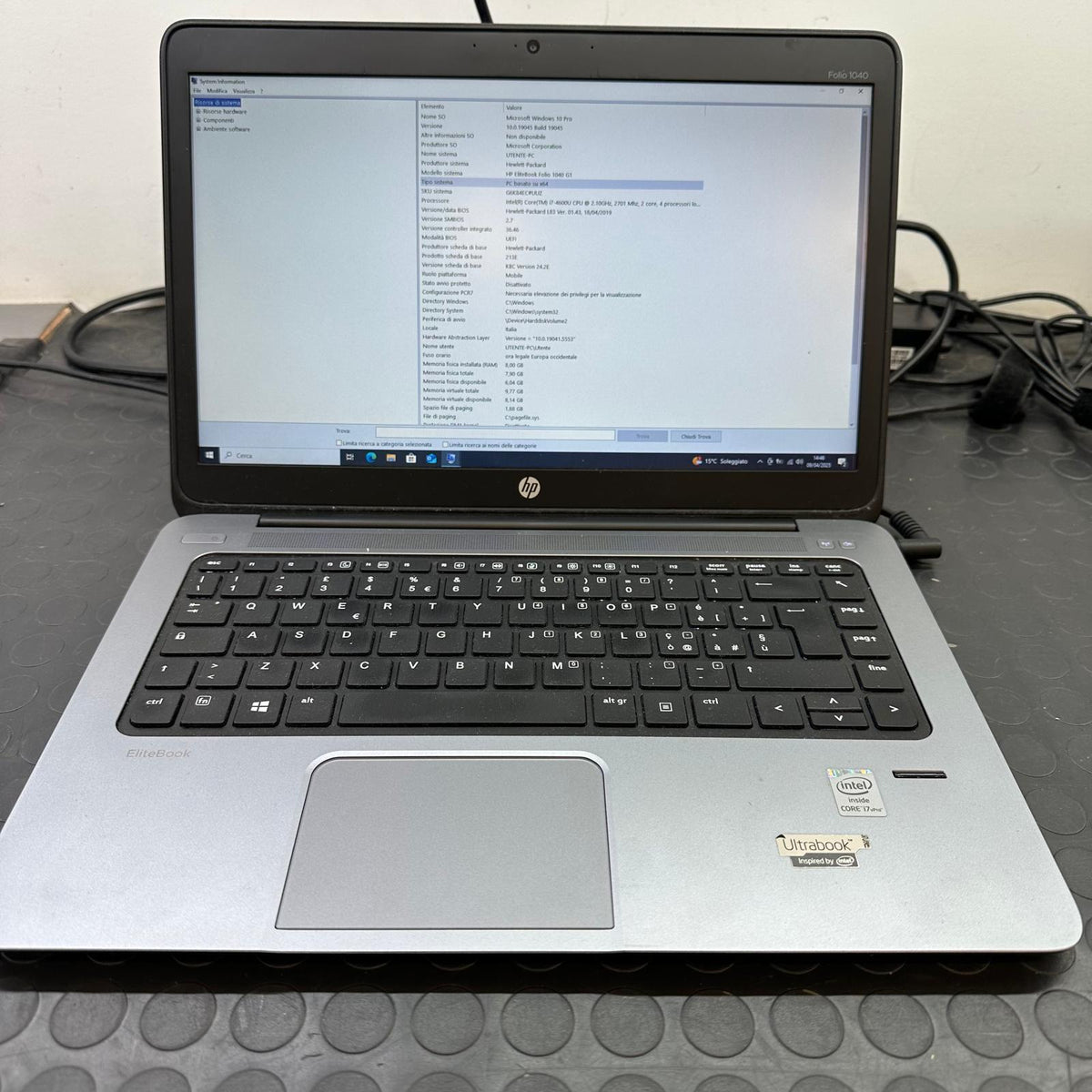 HP FOLIO 1040 G1 I7-4600U RAM 8GB SSD 256GB DISPLAY 14” WIN 10Pro