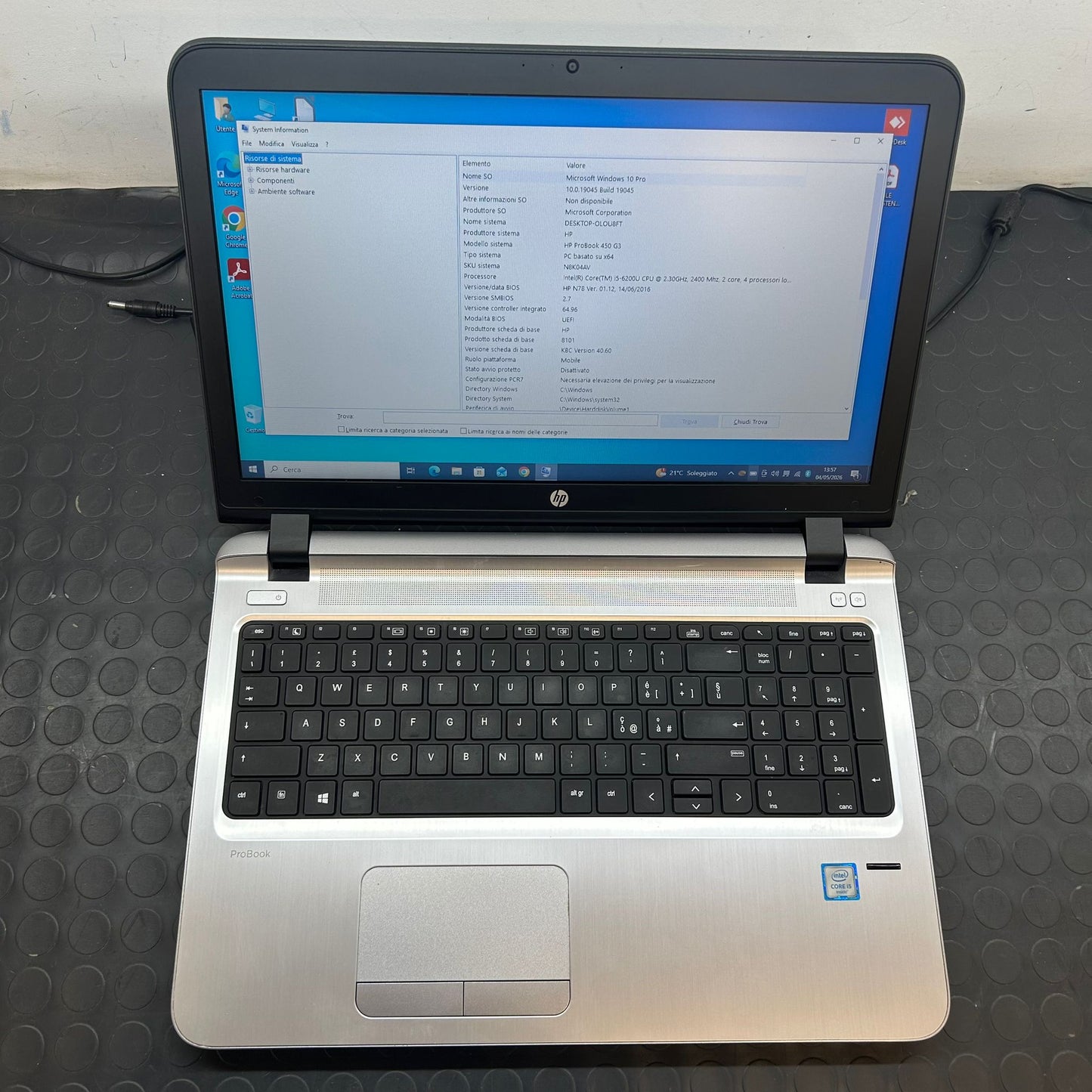 Notebook Pc Portatile hp 450 g3 15.6"i5 6200u Ram 16GB SSD 512GB Win10 Pro