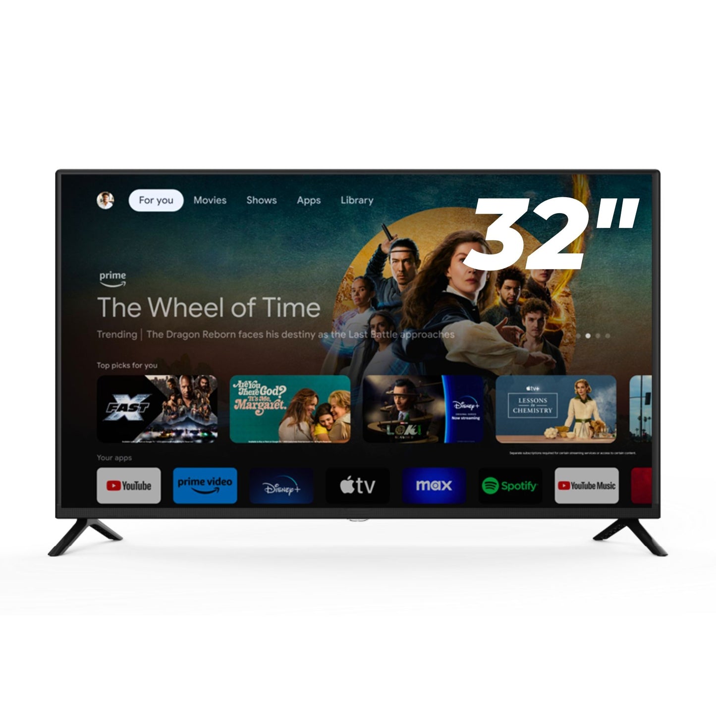 Smart TV 32" CHIGO HD 1366*768 Android 14 Netflix, Prime Video, YouTube, Dolby Audio Bluetooth DVT-2 DVB-S2