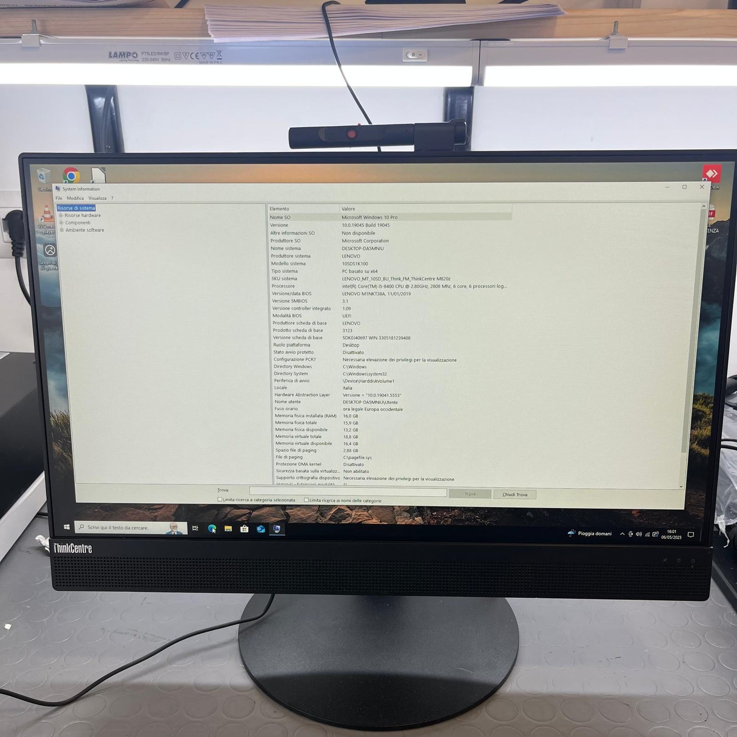 Lenovo M820Z All In One i5-8500 21,5" Ram16GB SSD 512GB Win 10 Pro