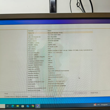DELL OPTIPLEX 3050 AIO 20" I5-7500T RAM 16GB SSD 512GB W10 PRO
