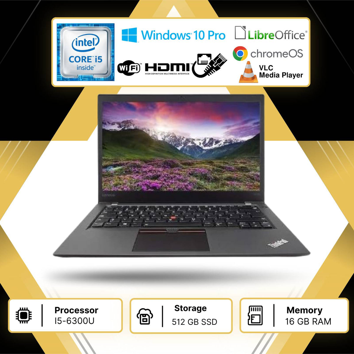 PC PORTATILE NOTEBOOK RICONDIZIONATO LENOVO T470 I5-6300U RAM 16GB SSD 512GB W11