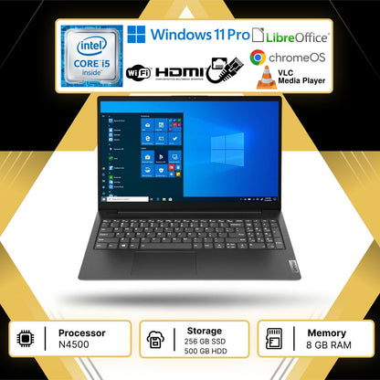LENOVO V15 15.6"  N4500 RAM 8GB; SSD 756GB WIN 11 PRO LIBBRE