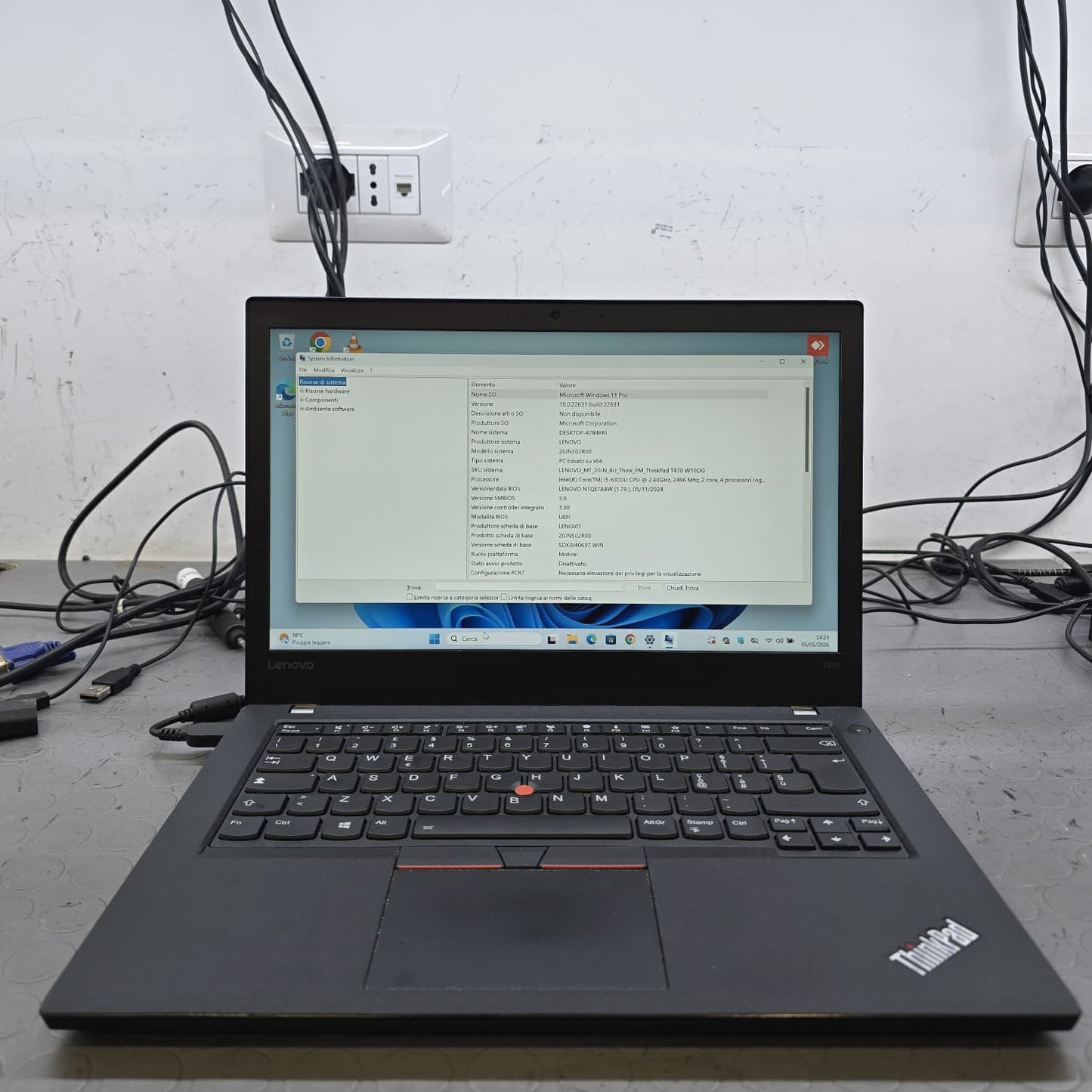 Notebook Pc Portatile lenovo t470 14" I5-6300U Ram 8GB SSD 256GB Wi11 Pro usato