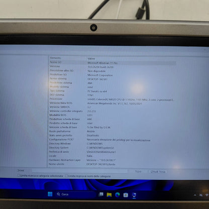 Notebook Pc Portatile B Max 13.3" N4020 Ram 6GB SSD 256GB Win 11 Pro usato