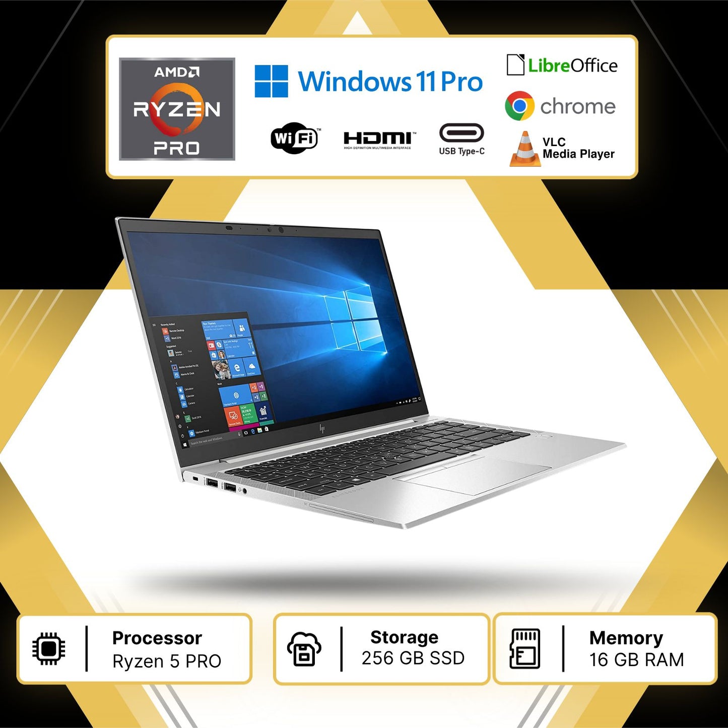 Notebook Pc Portatile hp 845 g7 14"ryzen5 pro 4650u Ram 16GB SSD 256GB Win11 Pro