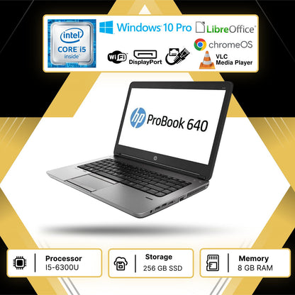 PC PORTATILE NOTEBOOK RICONDIZIONATO HP 640 G2 I5-6300E RAM 8GB SSD 256GB WIN 10
