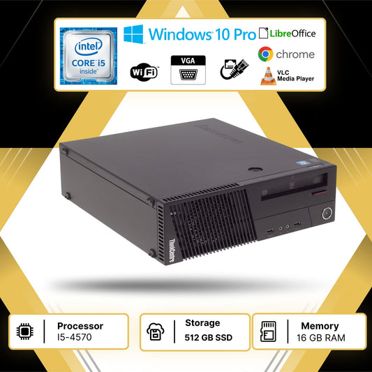 PC COMPUTER DESKTOP FISSO RICONDIZIONATO LENOVO M93 I5 RAM 16GB SSD 512GB WIN 11