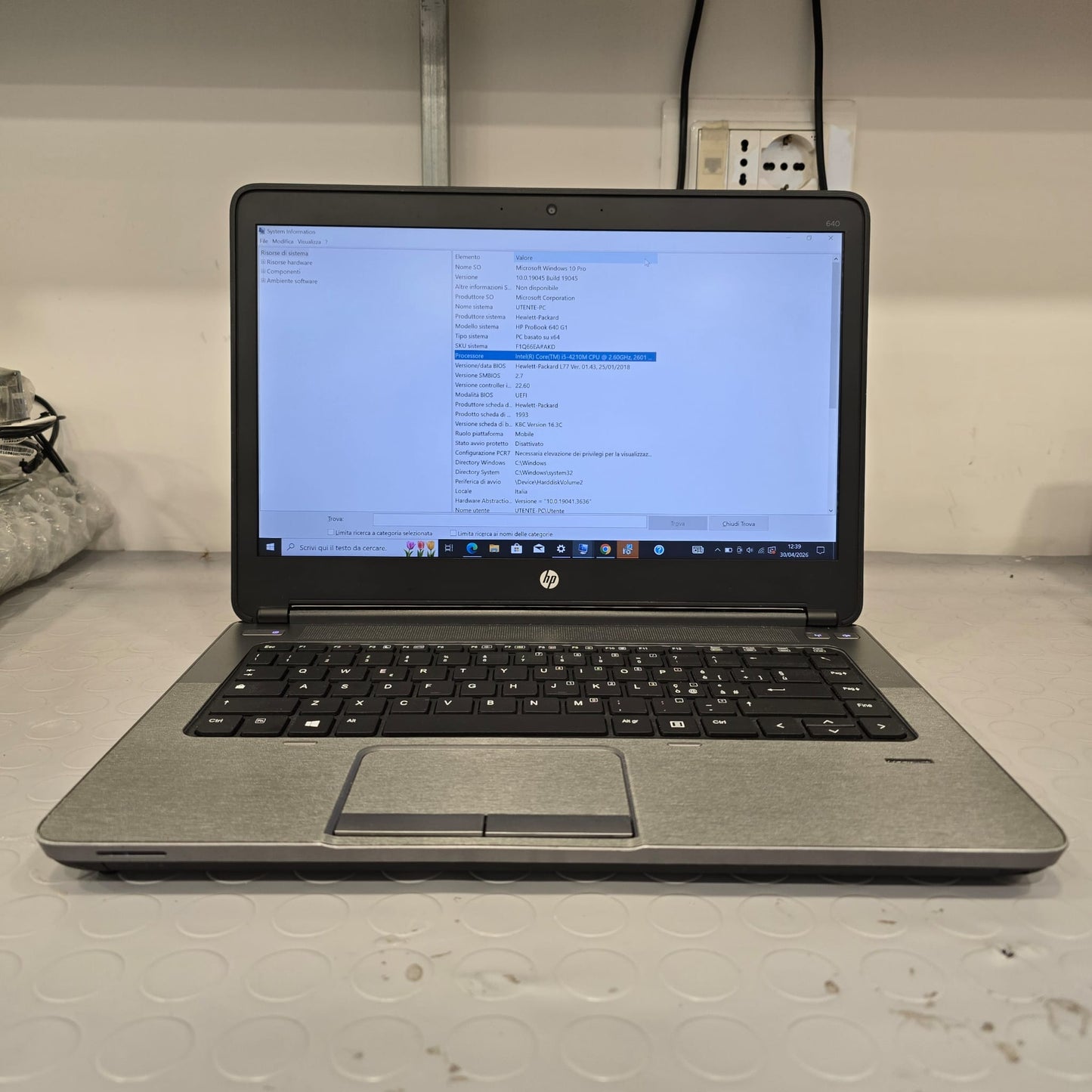 Notebook Pc Portatile HP 640 G1 14" I5-4210m Ram 16GB SSD 512GB Win10 Pro usato