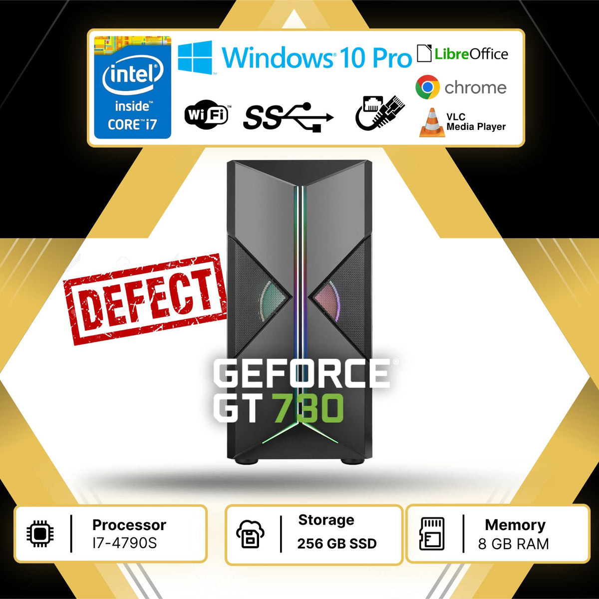 Pc Computer Desktop Itek i7 4790s Geforce gt 730 RAM 8GB SSD 256GB Win 11pro