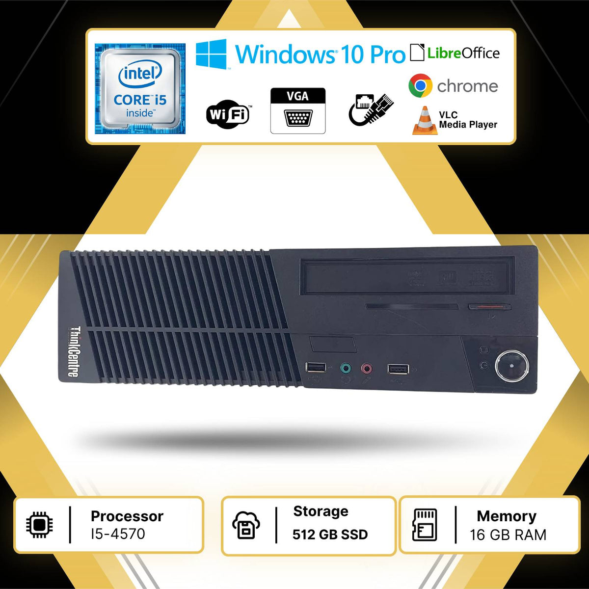 PC COMPUTER DESKTOP FISSO RICONDIZIONATO LENOVO M73 I5 RAM 16GB SSD 512GB WIN 11