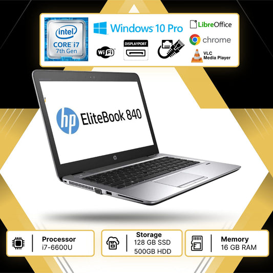 HP 840 G3 I7 -6600U RAM 16GB; HDD 500GB SSD 128GB DISPLAY 14.0" WIN 10 PRO