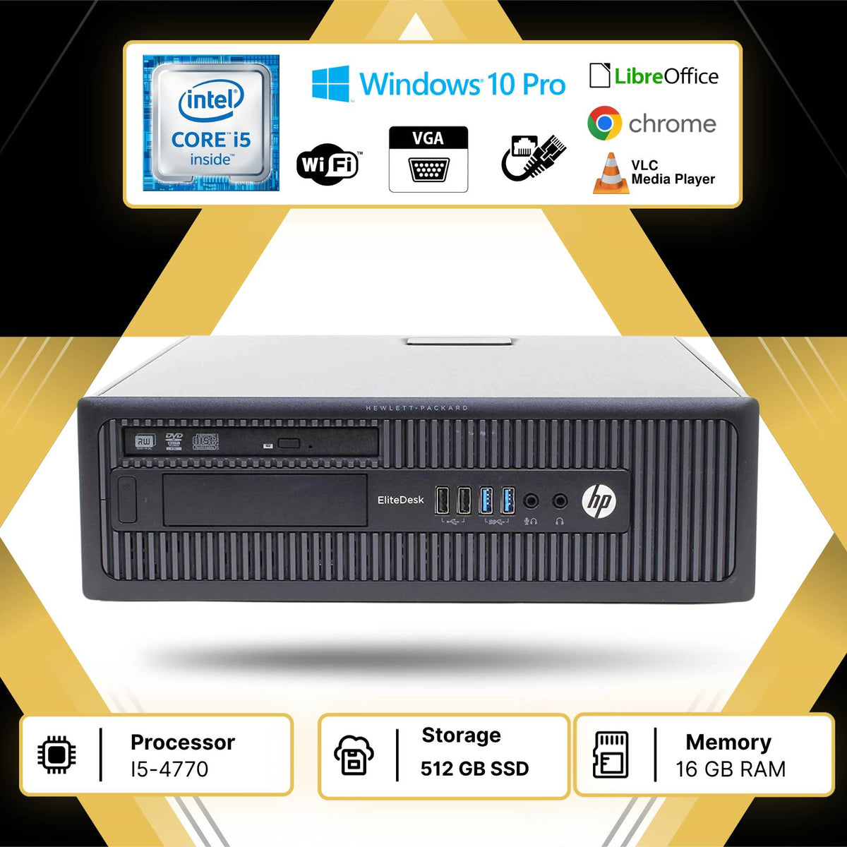 HP 800 G1   I5 -4770 RAM 16 SSD 512  W10 PRO LIBRE