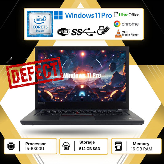 LENOVO THINKPAD T470 – I5-6300U RAM 16GB SSD 512GB DISPLAY 14” WIN 11 RIPRISTINO