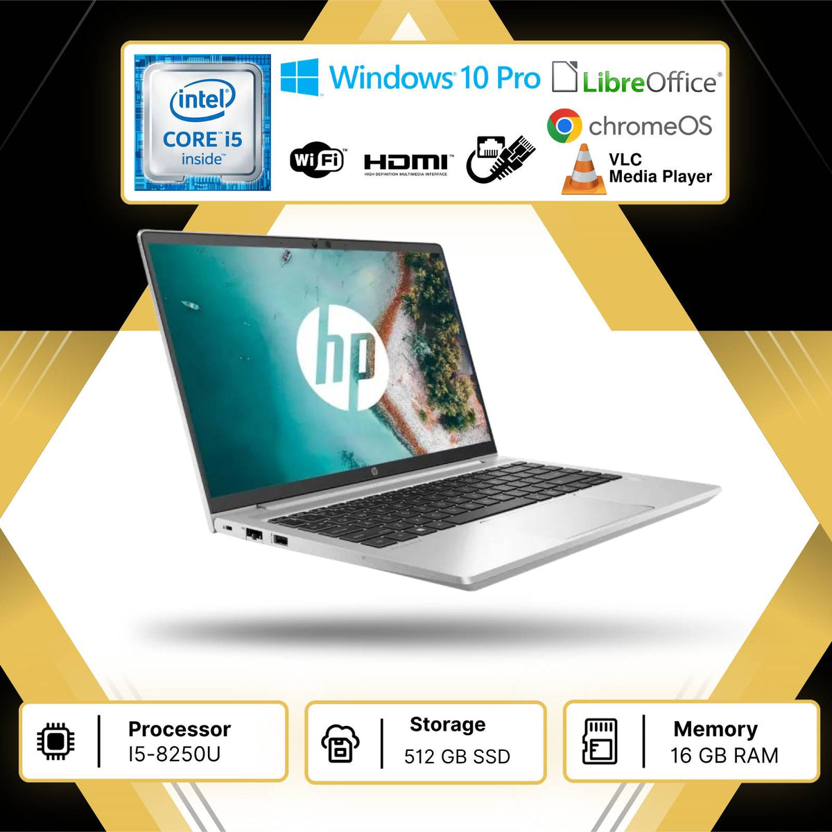 PC PORTATILE NOTEBOOK RICONDIZIONATO HP 640 G4 I5-8250U RAM 16GB SSD 512GB WIN10