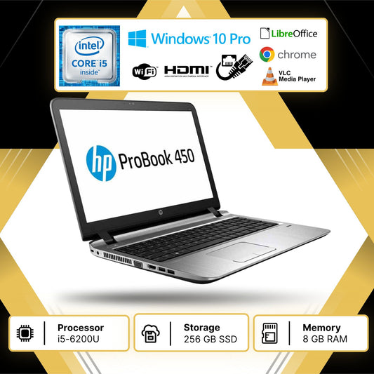 Notebook Pc Portatile HP 450 G3 15,6" I5-6200U Ram 8GB SSD 256GB W10 Pro usato