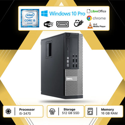 Pc Computer Desktop Dell 9010 i5-3470 RAM 16GB SSD 512GB Win 10pro