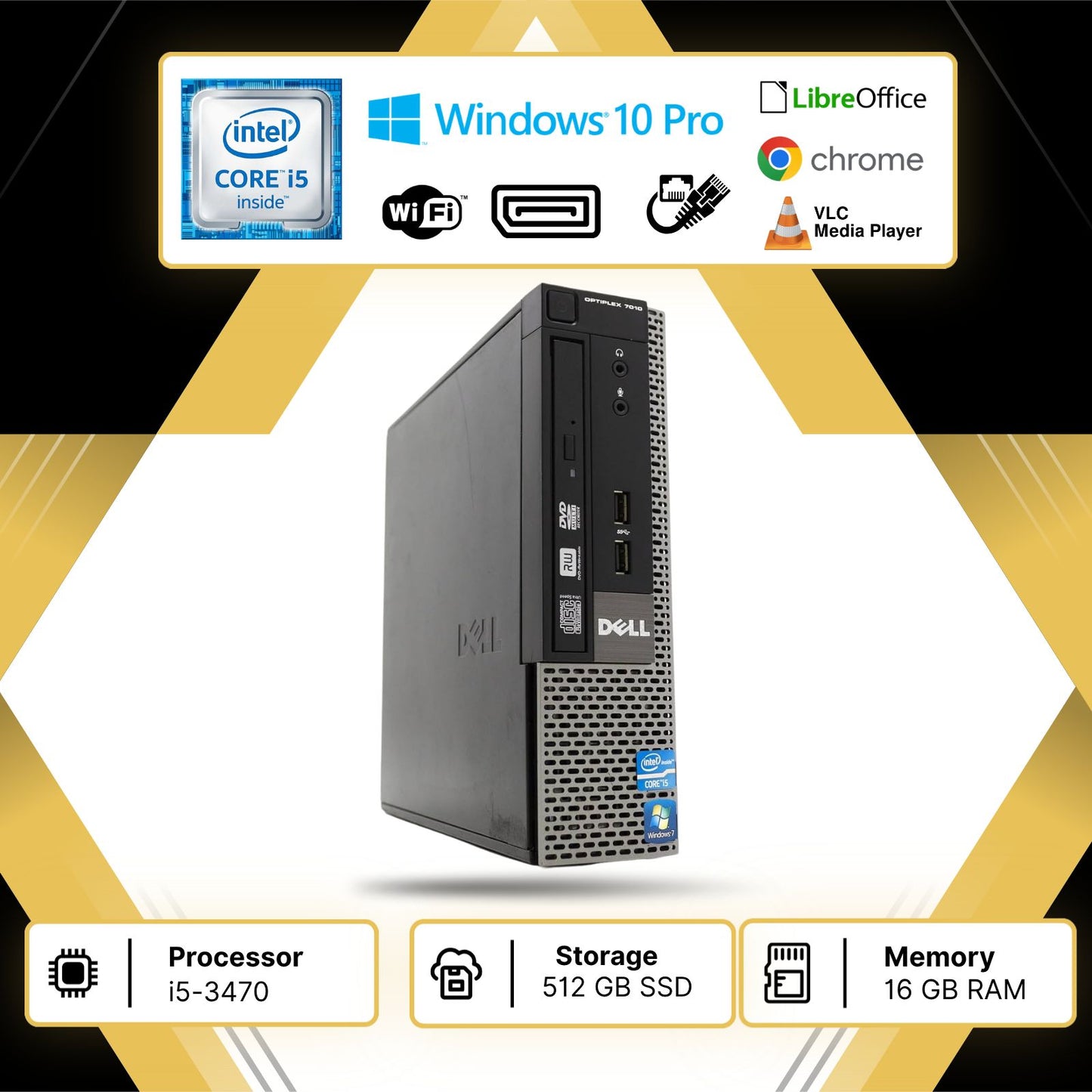 DELL OptiPlex 7010 i5-3470 memoria 16/512 W10p Libre