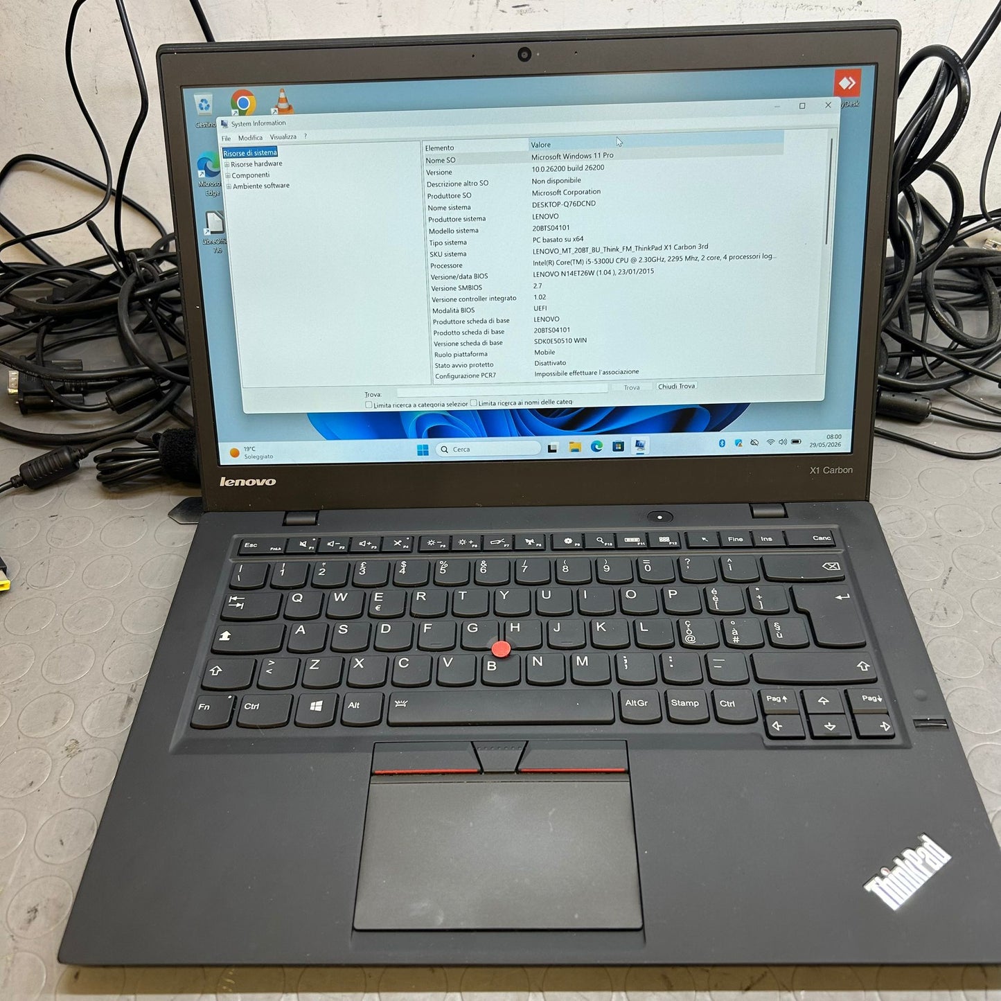 Notebook Pc Portatile lenovo x1 carbon 14" I5-5300U Ram 8GB SSD 512GB Win11 Pro