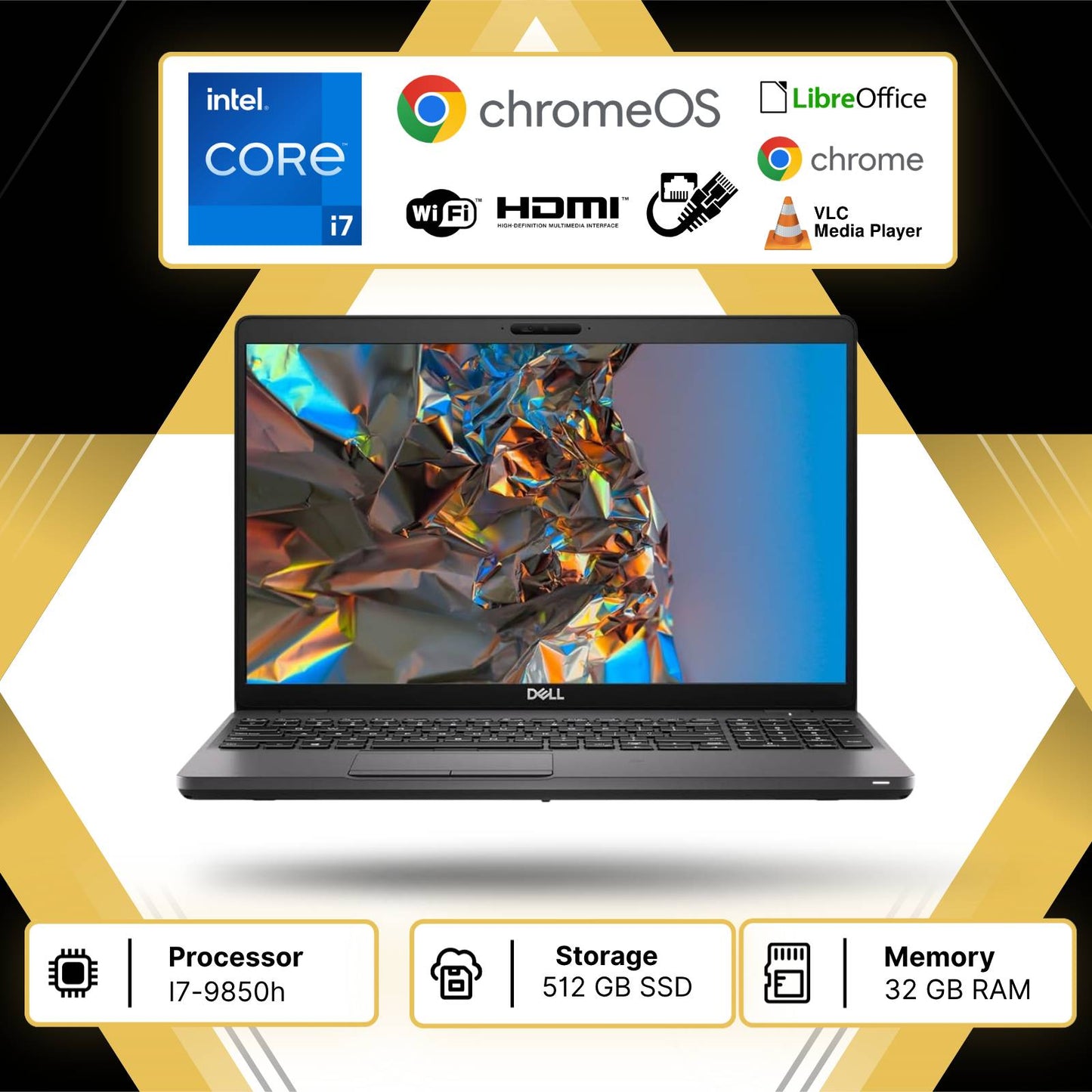 Notebook Pc Portatile Dell 5501 15.6" I7-9850h Ram 32GB SSD 515GB Win11 Pr usato