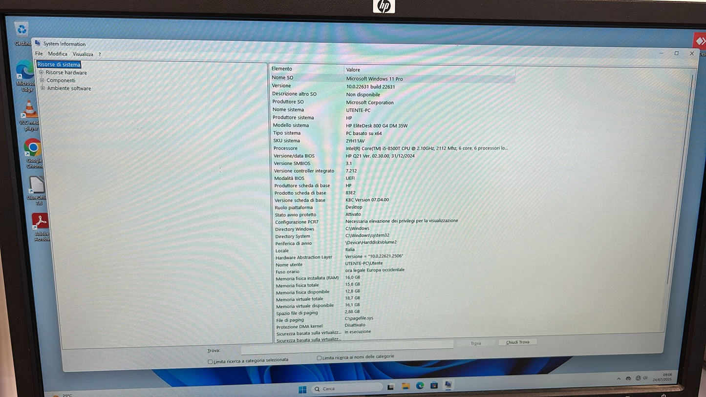 PC DESKTOP MINI HP 800 G4 I5-8500T 16/256GB W11 LIBRE