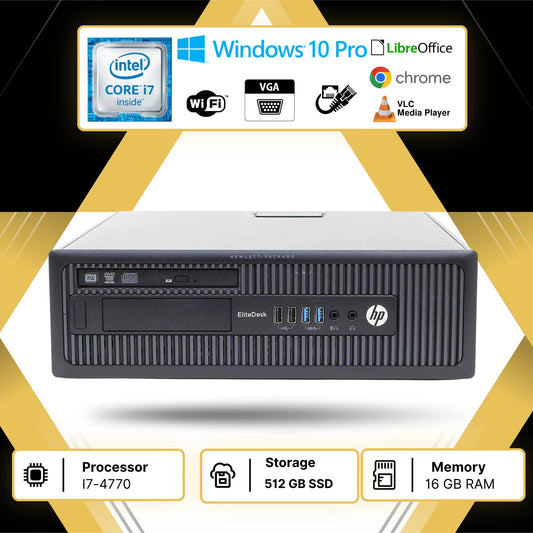 PC COMPUTER DESKTOP FISSO RICONDIZIONATO HP 800 I7-4770 RAM 16GB SSD 512GB WIN10