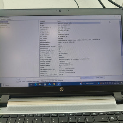 Notebook Pc Portatile HP 450 G3 15,6" I5-6200U Ram 8GB SSD 256GB W10 Pro usato